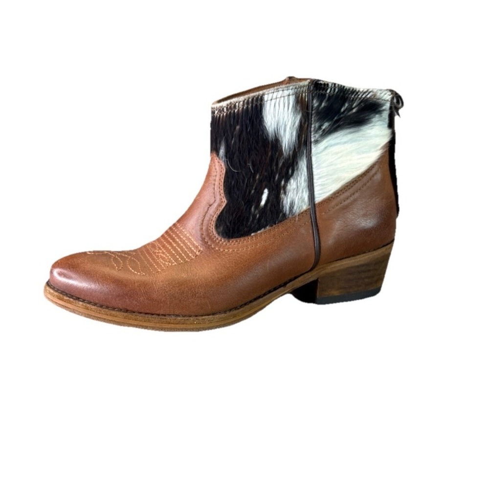 HAKEI Spain Hair-on-hide Leather Western Ankle Booties Fringe Cowhide  EU 37